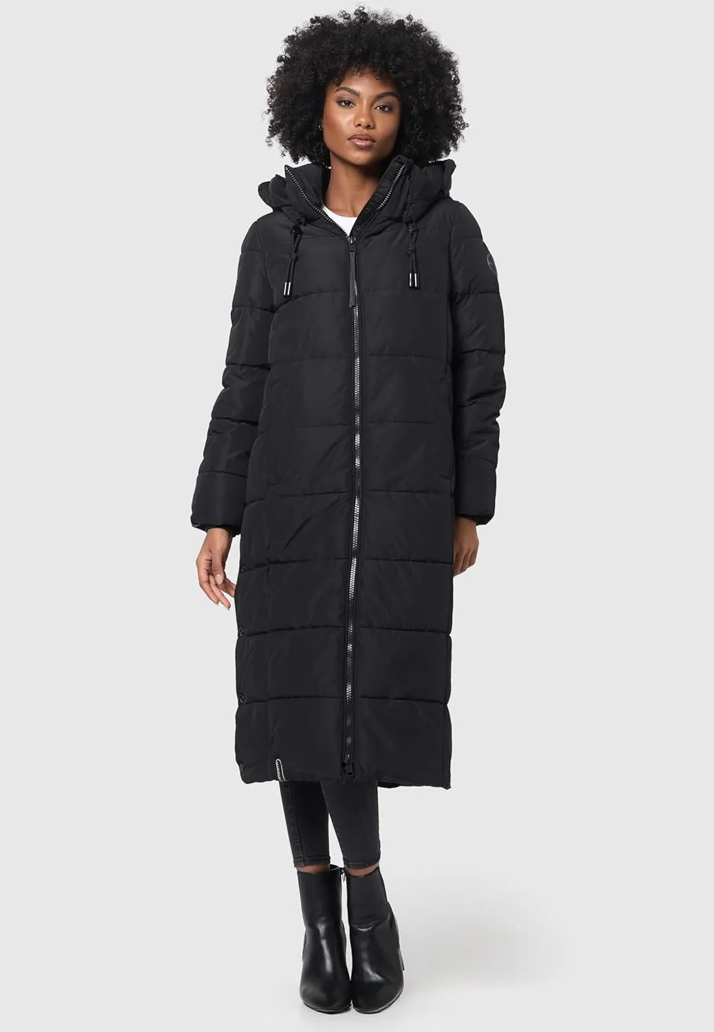 Long Fall & Winter Coat for Women | Detachable Hood | Quilted Womens Calf-Length Jacket | Nadeshikoo XVI XS-5XL