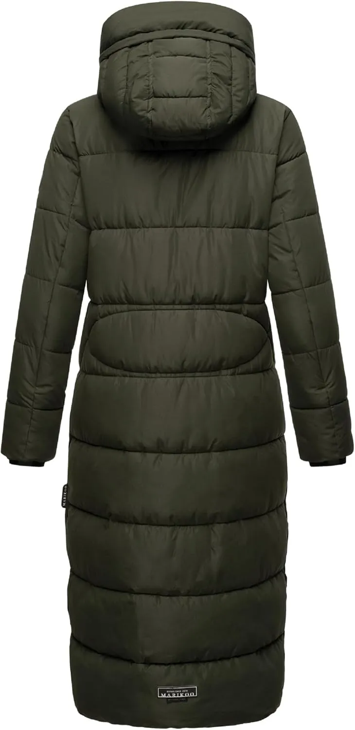 Long Fall & Winter Coat for Women | Detachable Hood | Quilted Womens Calf-Length Jacket | Nadeshikoo XVI XS-5XL