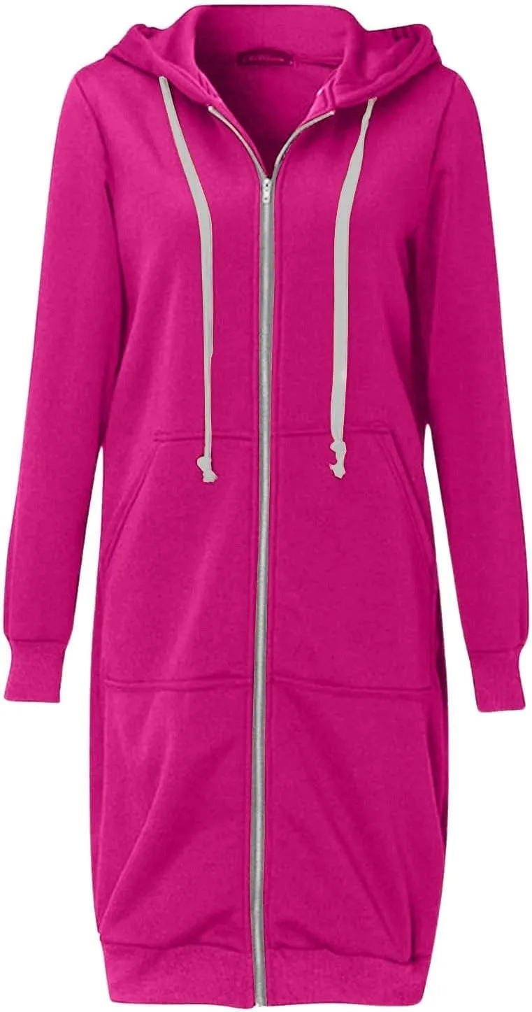 Long Sweatshirts For Women To Wear With Leggings Zip Up Hoodie Lightweight Oversized Jackets 2025 Coat with Pockets