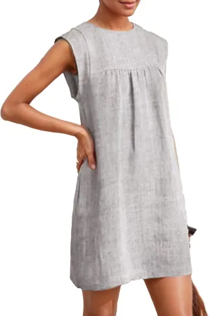 Loose Sleeveless Cotton Linen Tunic Sundress Women Summer Casual Beach Vacation Short Shift Tank Mini Dress