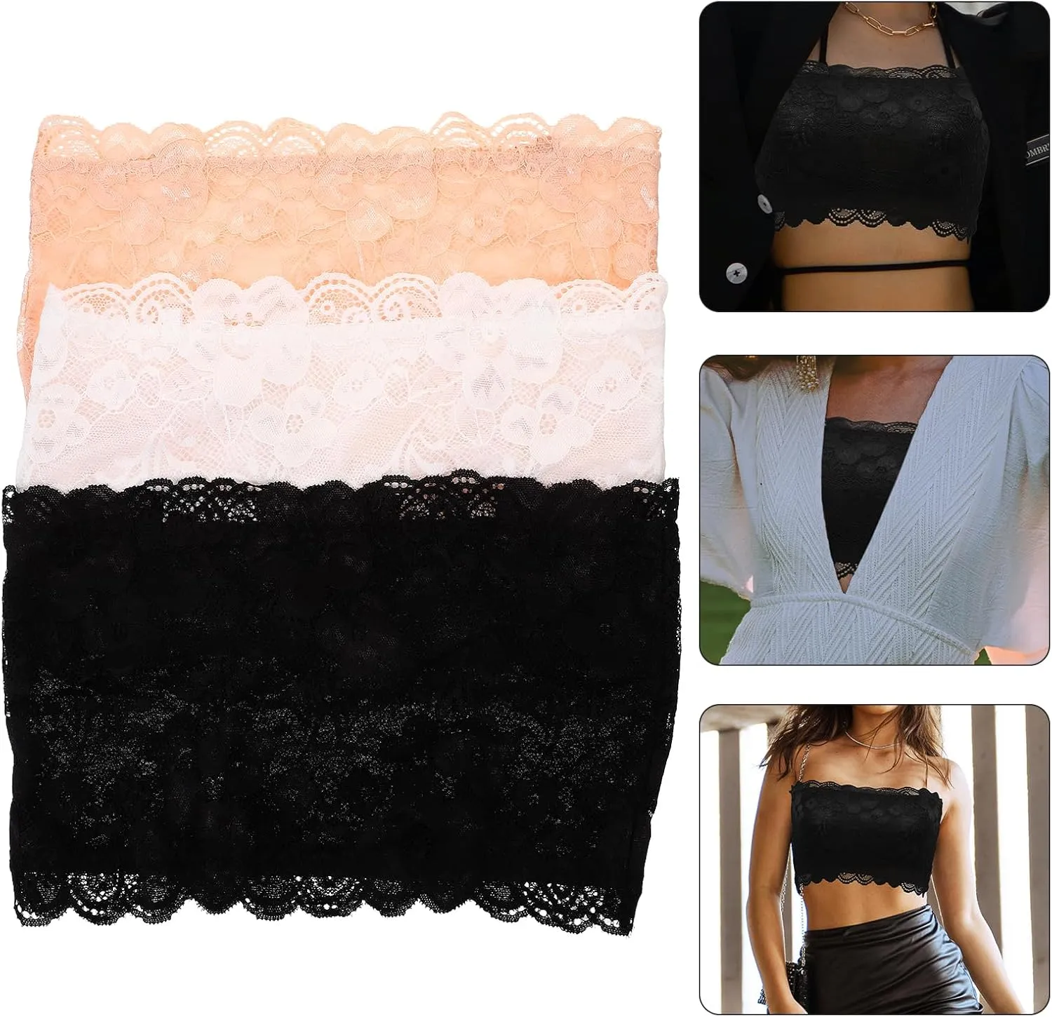LUOEM womens Lace Tube Top