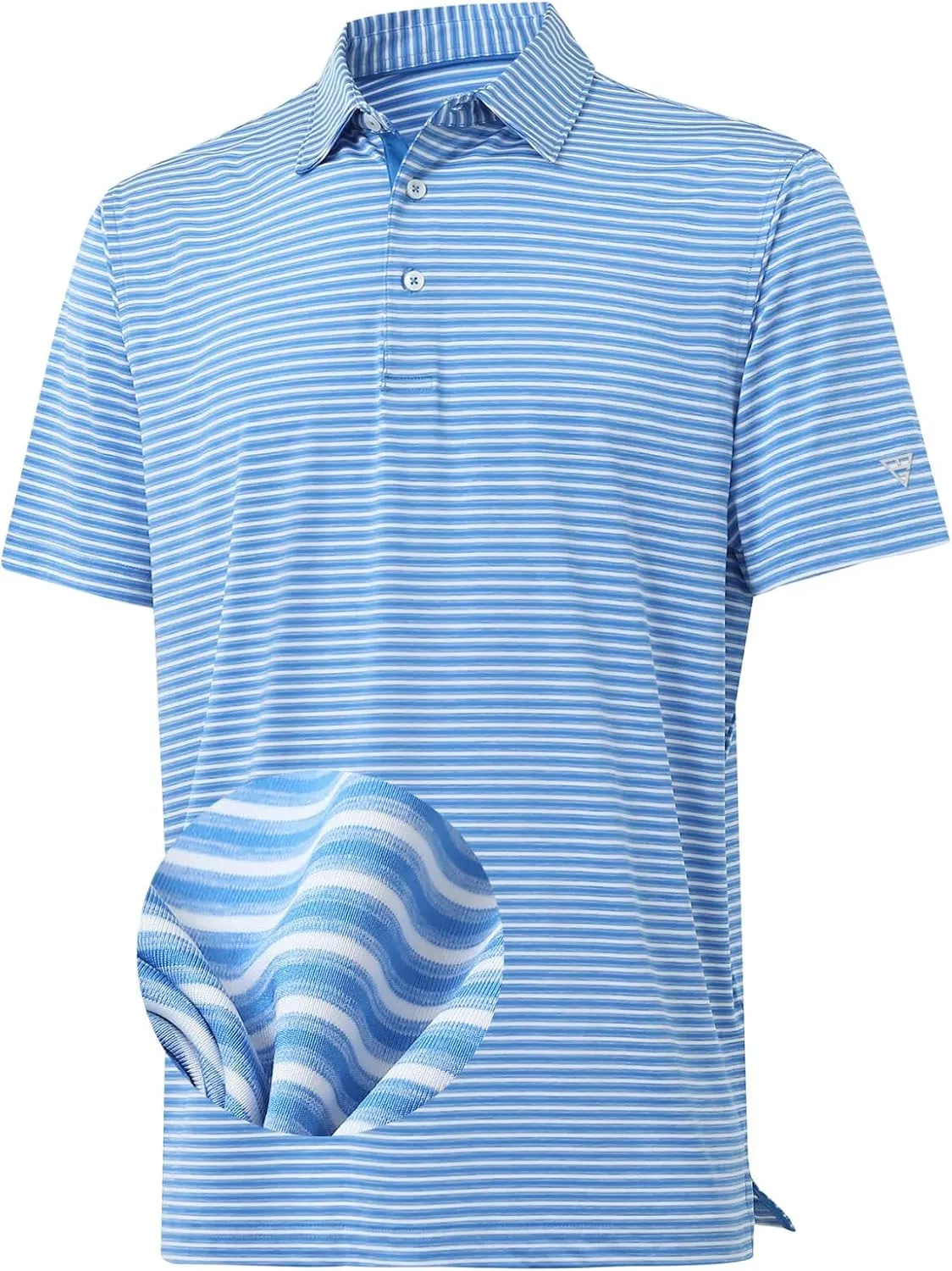M MAELREG Golf Polo Shirts for Men Stripe Performance Moisture Wicking Dry Fit Collared Mens Polo Shirts Short Sleeve