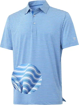 M MAELREG Golf Polo Shirts for Men Stripe Performance Moisture Wicking Dry Fit Collared Mens Polo Shirts Short Sleeve
