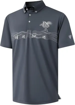 M MAELREG Golf Shirts for Men Dry Fit Moisture Wicking Performance Lightweight Print Pattern Short Sleeve Mens Polo Shirts