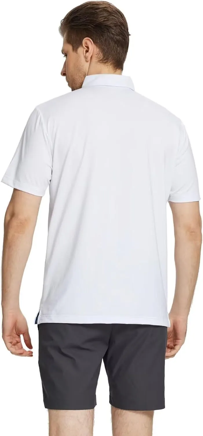 M MAELREG Golf Shirts for Men Dry Fit Moisture Wicking Performance Lightweight Print Pattern Short Sleeve Mens Polo Shirts