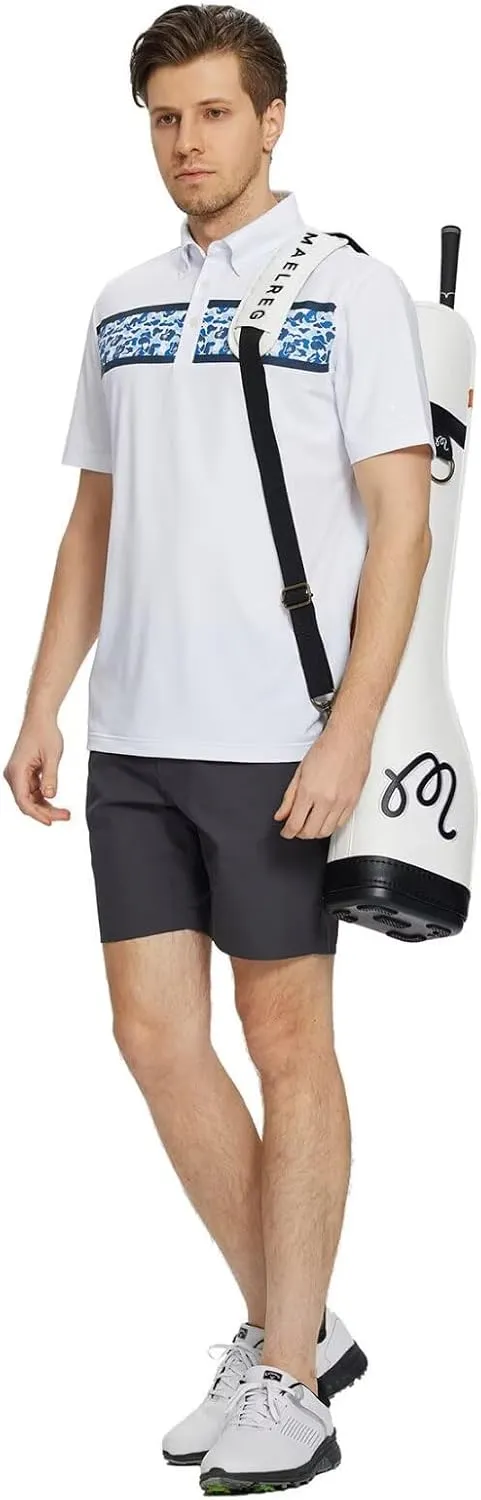 M MAELREG Golf Shirts for Men Dry Fit Moisture Wicking Performance Lightweight Print Pattern Short Sleeve Mens Polo Shirts