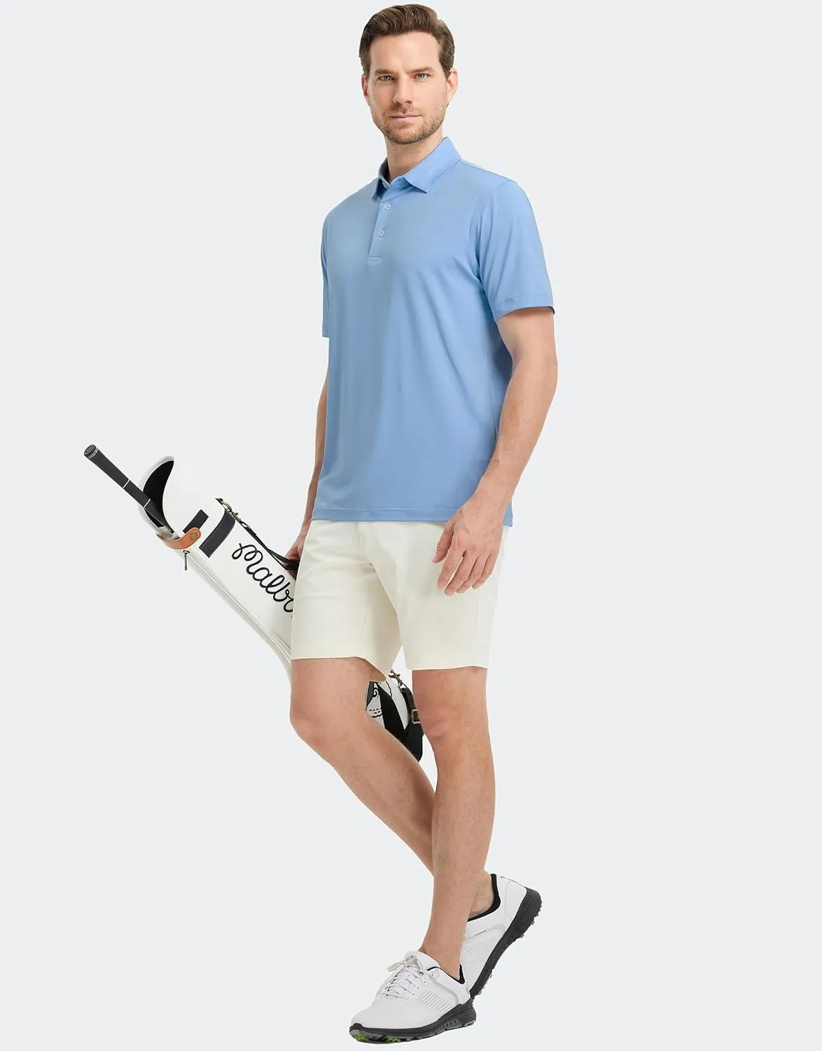 M MAELREG Golf Shirts for Men Dry Fit Moisture Wicking Performance Solid Collared Casual Mens Polo Shirts Short Sleeve