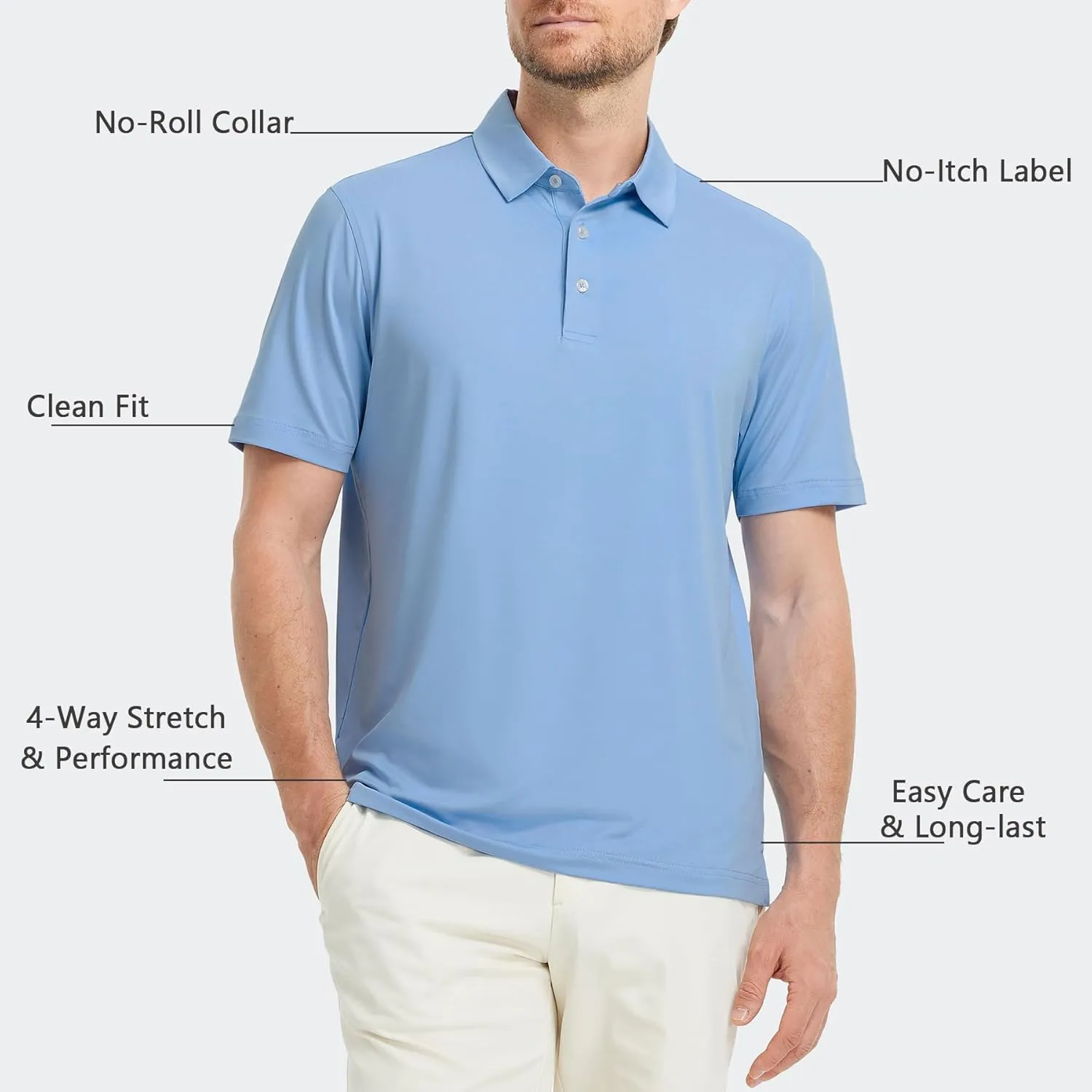 M MAELREG Golf Shirts for Men Dry Fit Moisture Wicking Performance Solid Collared Casual Mens Polo Shirts Short Sleeve