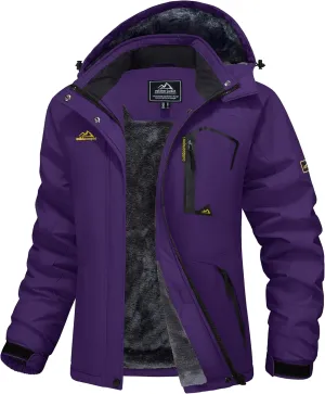 MAGCOMSEN Women's Ski Jacket Waterproof Insulated Snow Jacket Warm Windproof Winter Coats with Hood Fleece Lined Jacket