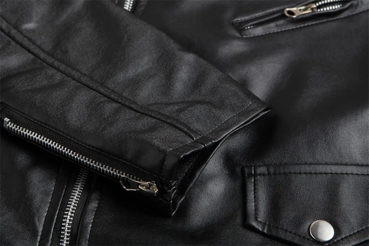 Maiyifu-GJ Mens Faux Leather Biker Jacket Vintage Asymmetric Zip Motorcycle Jackets PU Lightweight Punk Belted Slim Fit Coat
