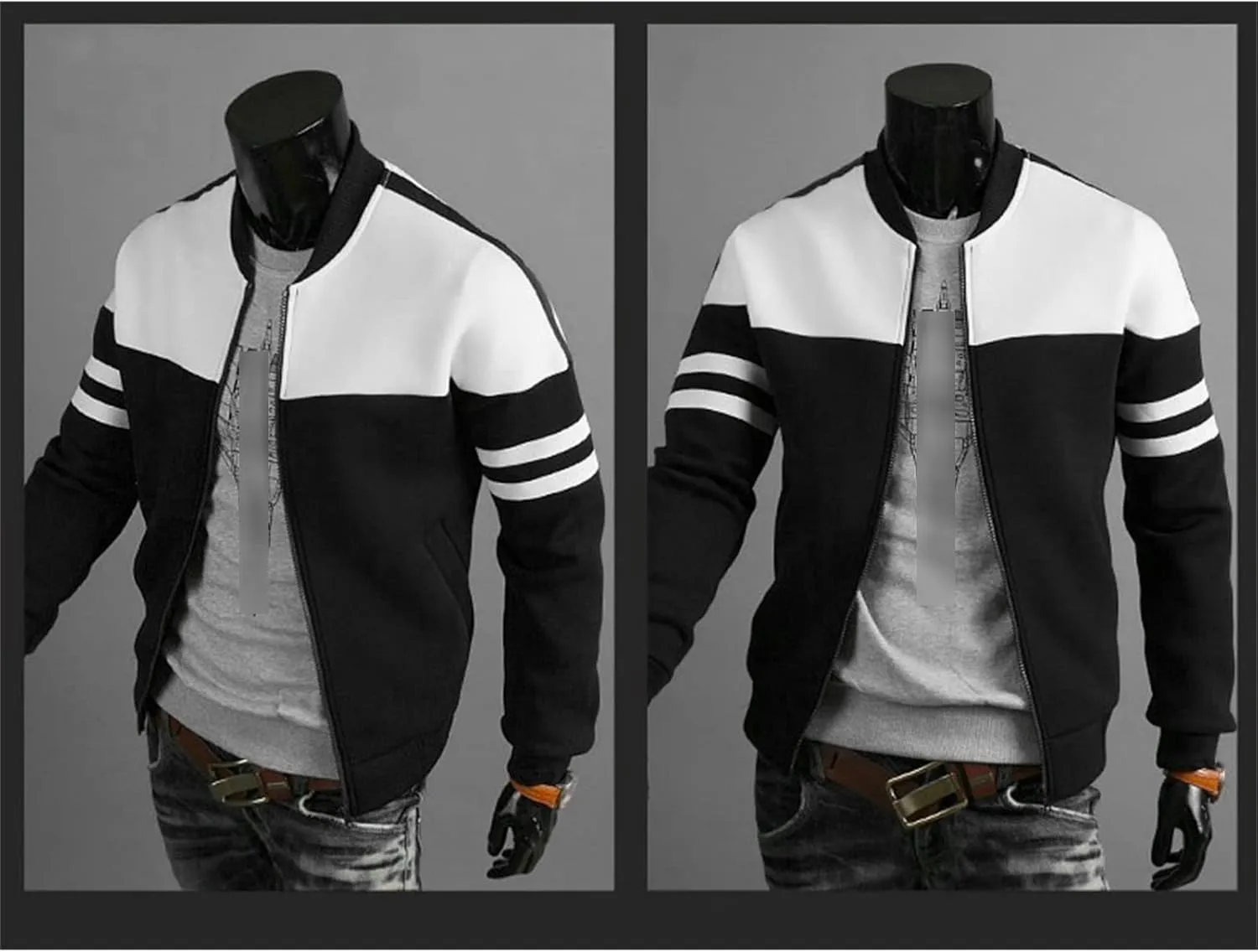 Maiyifu-GJ Men's Slim Fit Casual Bomber Jackets Zip Up Striped Lightweight Windbreaker Spring Fall Cotton Softshell Coat