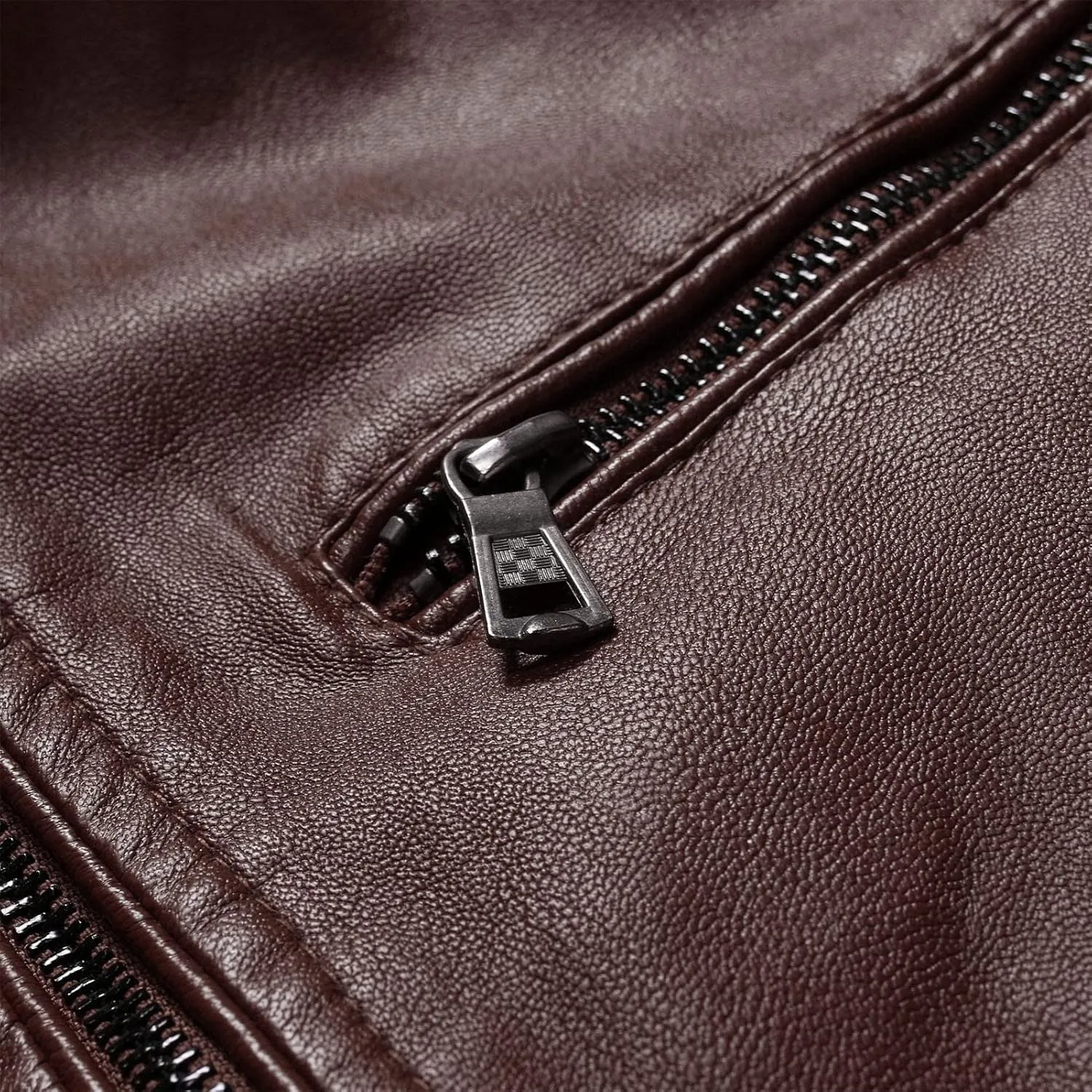 Maiyifu-GJ Men's Stand Collar Faux Leather Jacket Casual Slim Fit Motorcycle Jackets Lightweight Vintage Outwear Coat (Brown,X-Large)