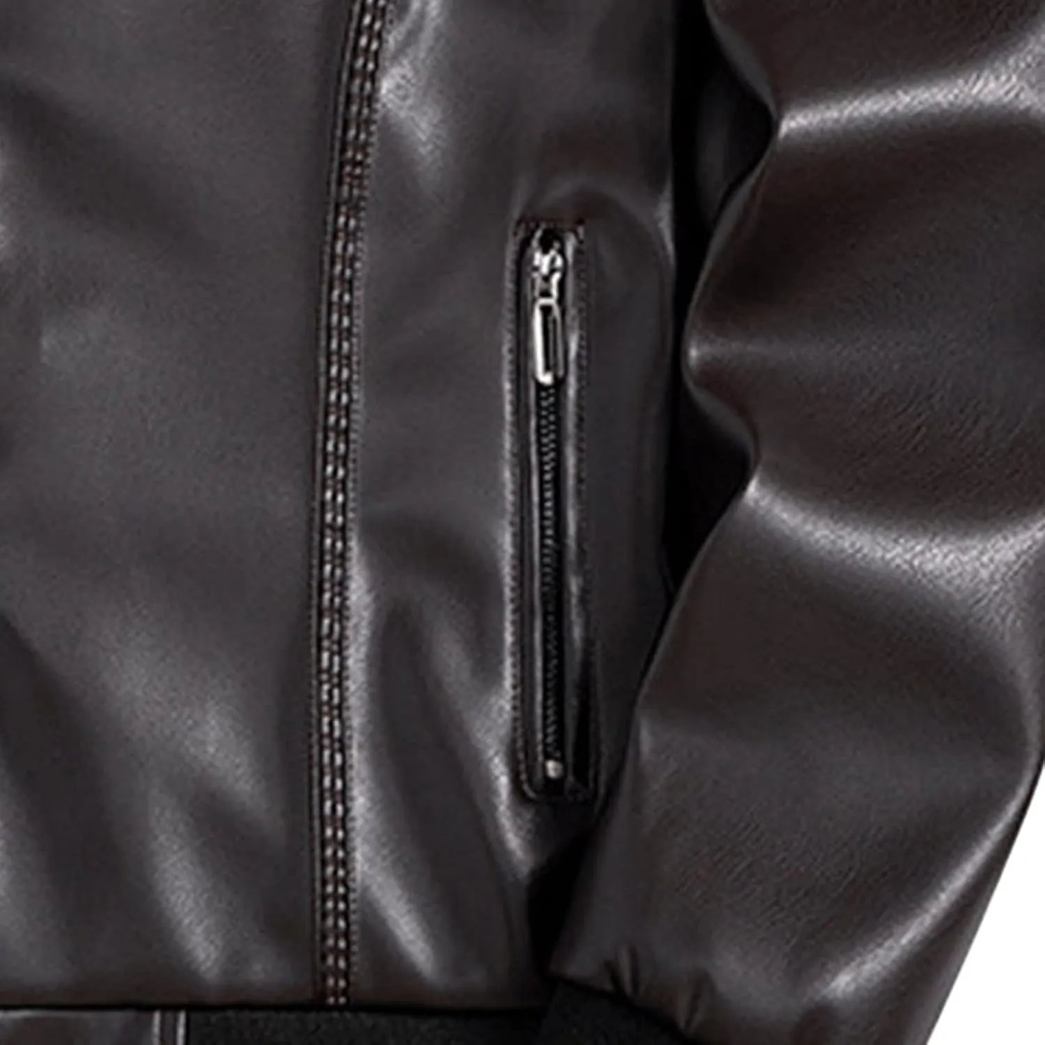 Maiyifu-GJ Men's Stand Collar Leather Jacket Lightweight Faux Leather Motorcycle Jackets Casual Slim Fit Zip Up Biker Coat