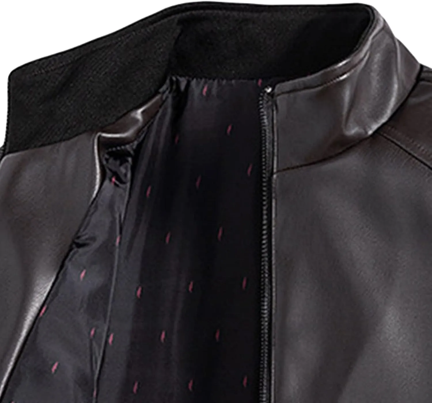 Maiyifu-GJ Men's Stand Collar Leather Jacket Lightweight Faux Leather Motorcycle Jackets Casual Slim Fit Zip Up Biker Coat