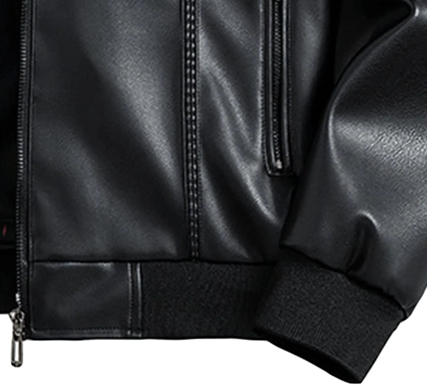Maiyifu-GJ Men's Stand Collar Leather Jacket Lightweight Faux Leather Motorcycle Jackets Casual Slim Fit Zip Up Biker Coat
