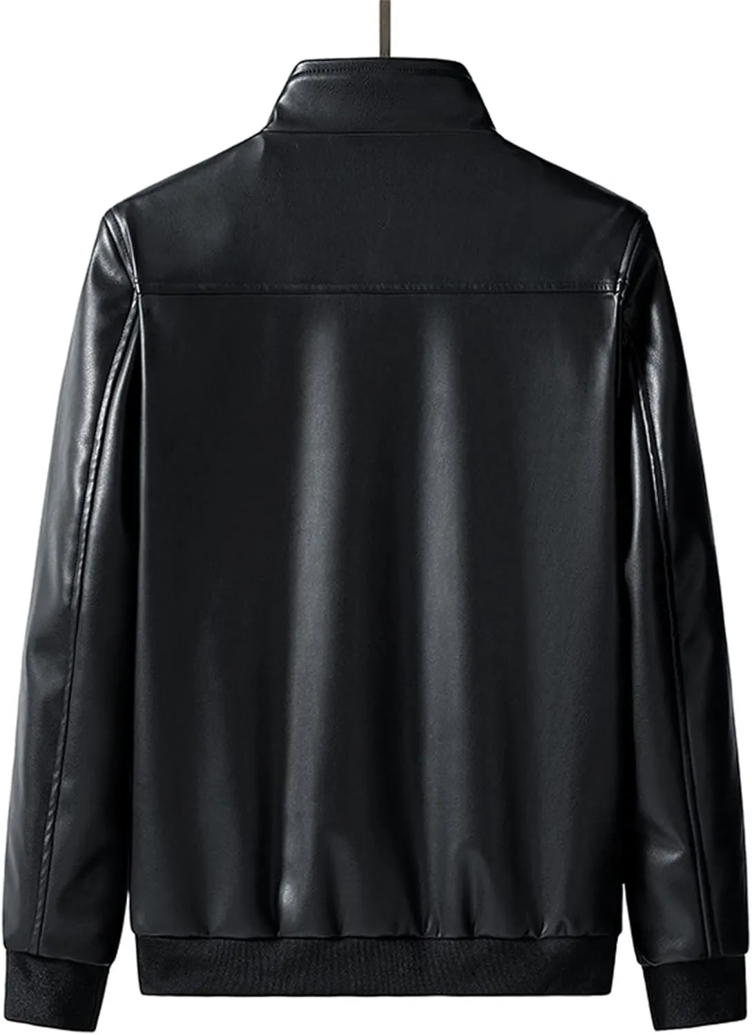 Maiyifu-GJ Men's Stand Collar Leather Jacket Lightweight Faux Leather Motorcycle Jackets Casual Slim Fit Zip Up Biker Coat