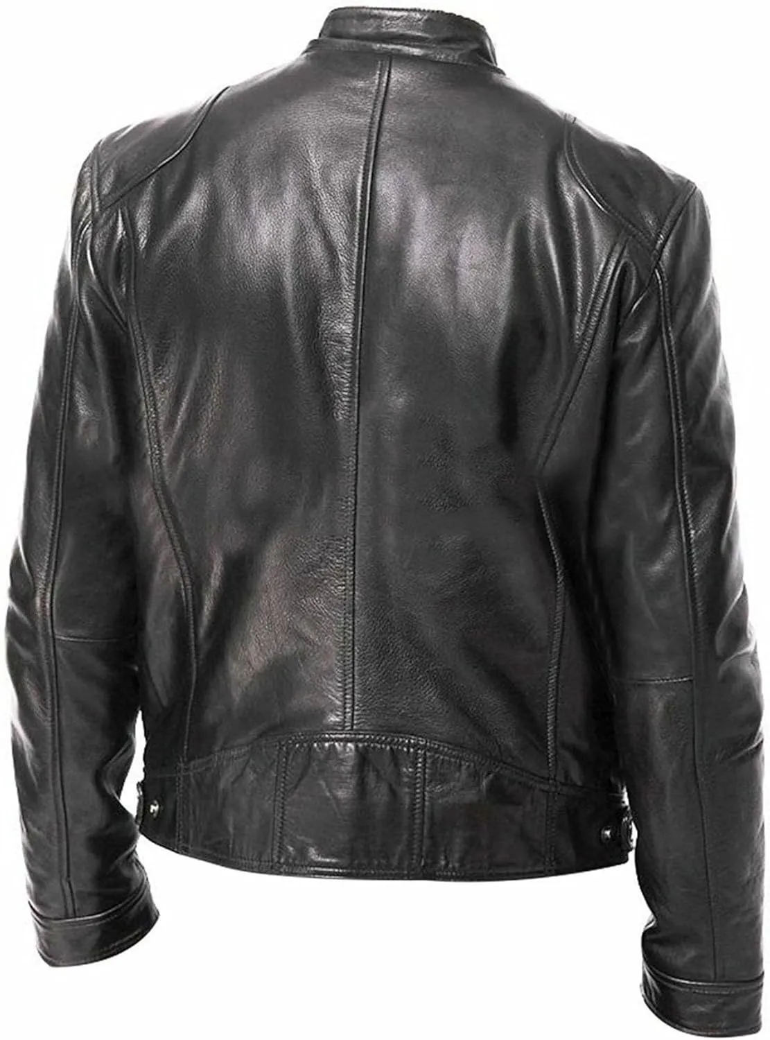 Maiyifu-GJ Men's Vintage Faux Leather Jacket Zip Up Long Sleeve Motorcycle Coat PU Lapel Lightweight Slim Fit Jackets