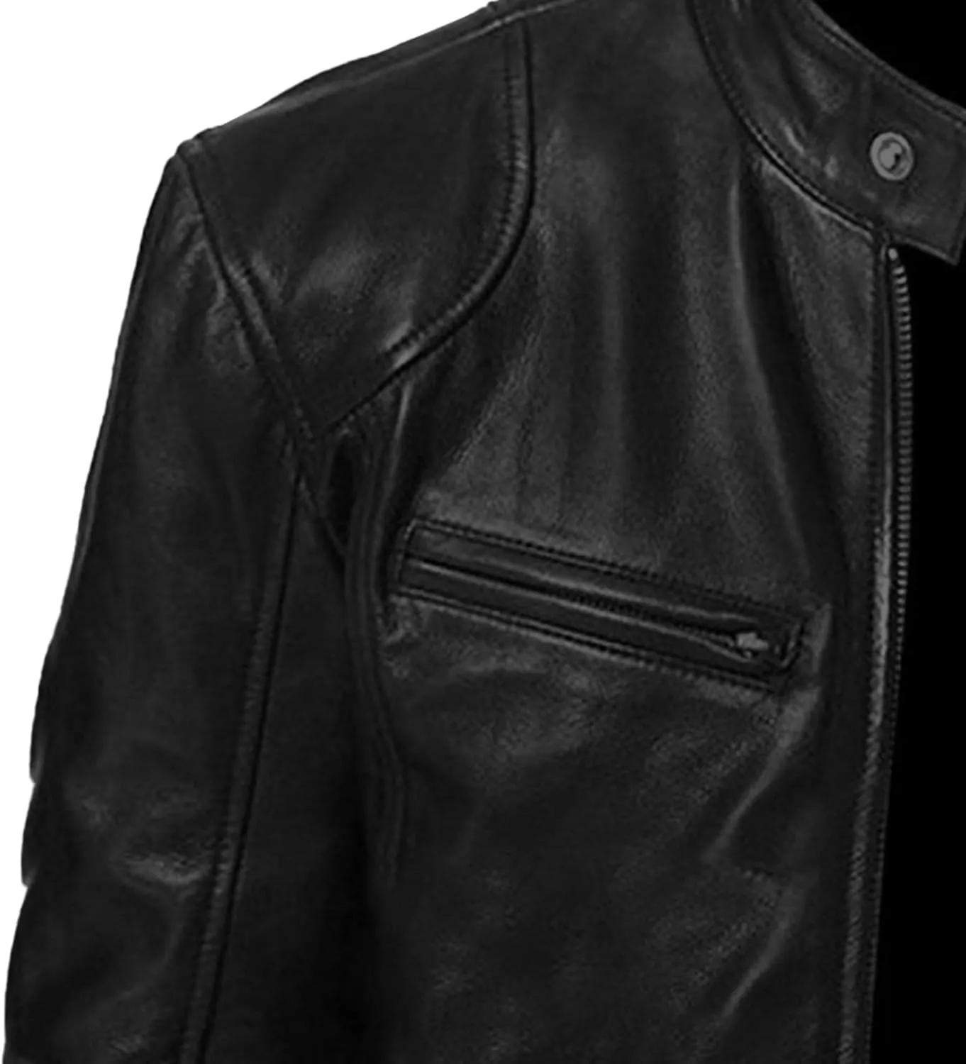 Maiyifu-GJ Men's Vintage Faux Leather Jacket Zip Up Long Sleeve Motorcycle Coat PU Lapel Lightweight Slim Fit Jackets