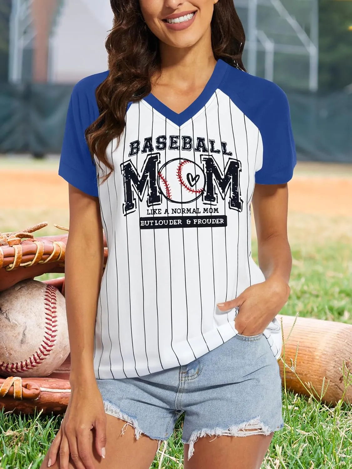 Mama Shirts for Women Color Block Mama Letters Print T Shirt Casual Mothers Gift Top Short SleeveTops