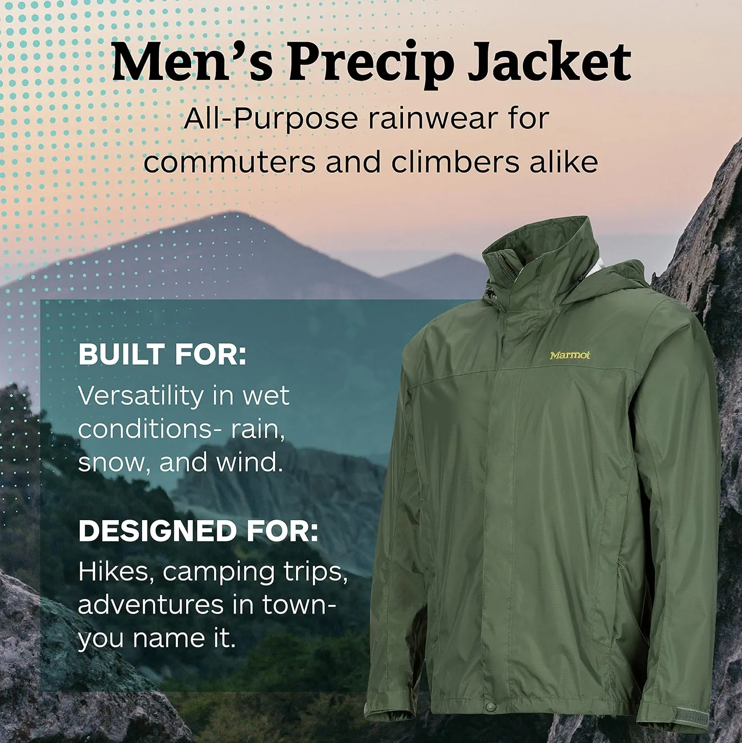 MARMOT Men's Precip Eco Waterproof Rain Jacket - 100% Recycled, Breathable, Lightweight, Packable Raincoat