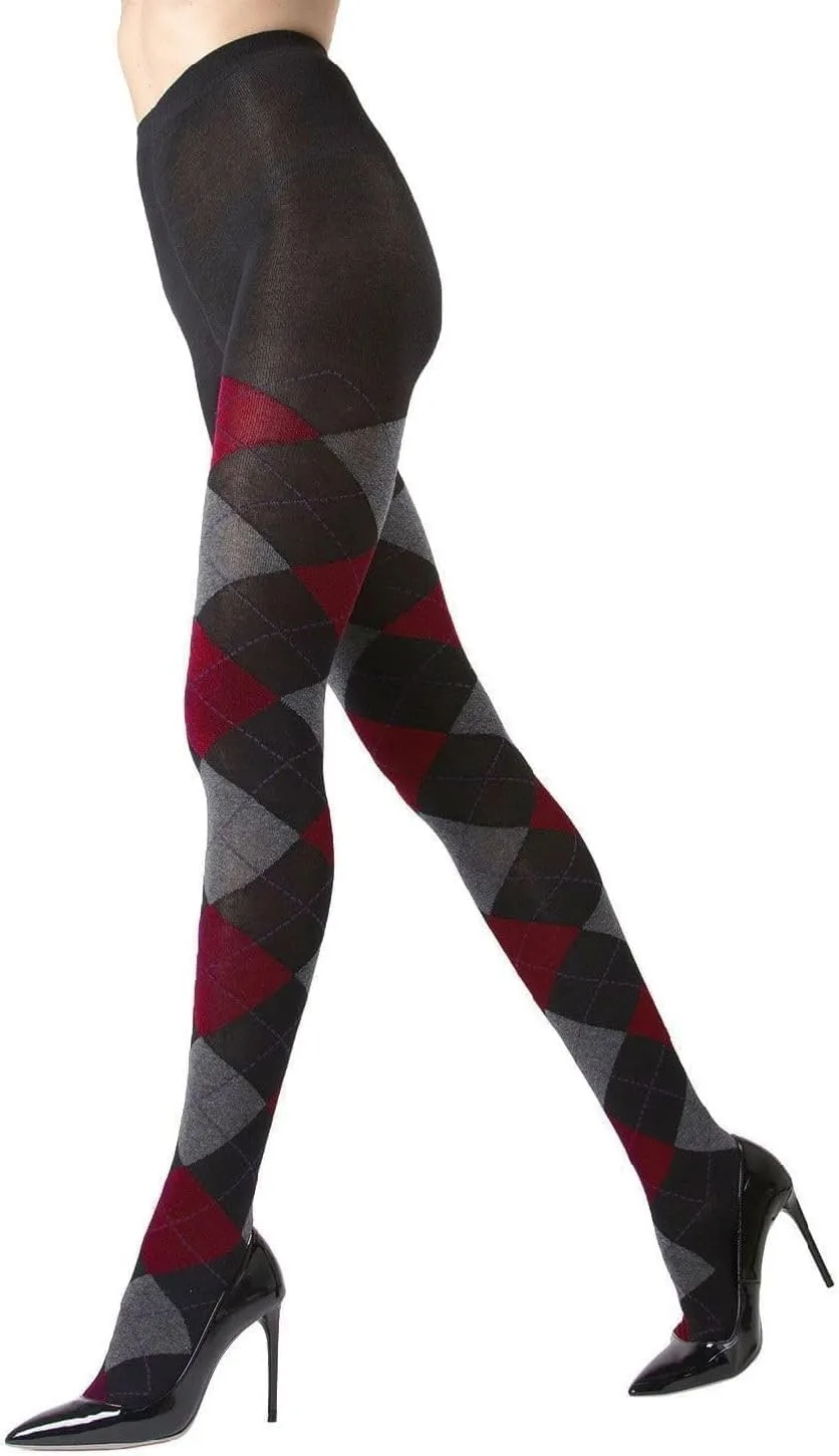 MeMoi Classic Argyle Cotton Tights for Women, Cozy and Stlylish Patterned Sweater Tights - Sizes Small to 6x