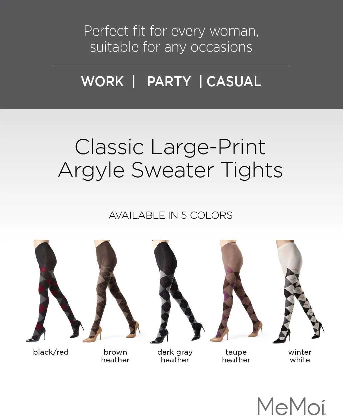 MeMoi Classic Argyle Cotton Tights for Women, Cozy and Stlylish Patterned Sweater Tights - Sizes Small to 6x