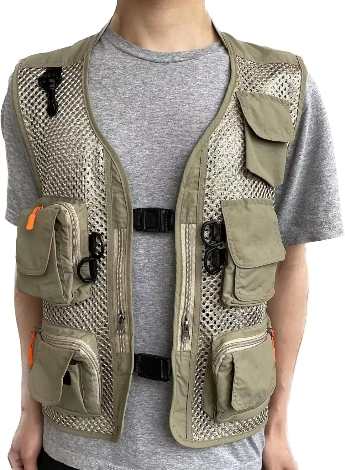 Men Mesh Breathable Multi-Pocket Vest Outdoor Travelers Fly Fishing Photography