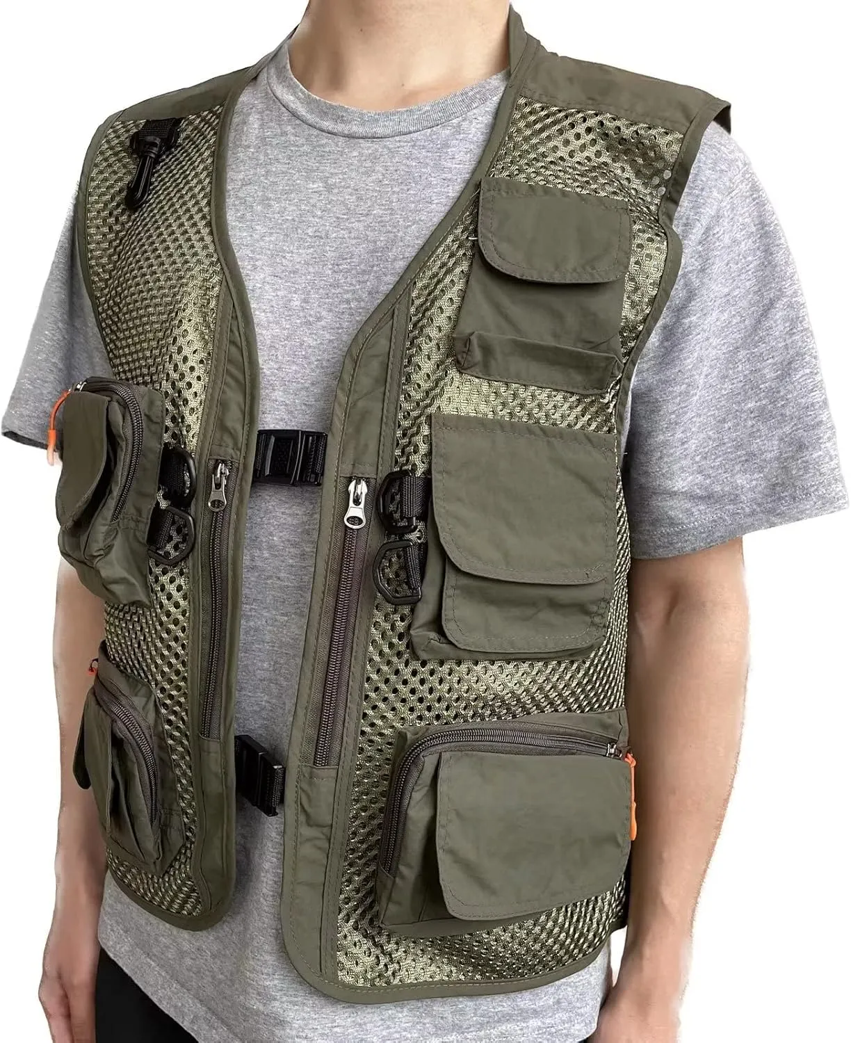 Men Mesh Breathable Multi-Pocket Vest Outdoor Travelers Fly Fishing Photography