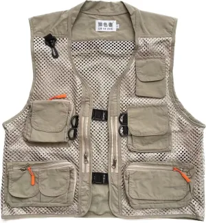 Men Mesh Breathable Multi-Pocket Vest Outdoor Travelers Fly Fishing Photography