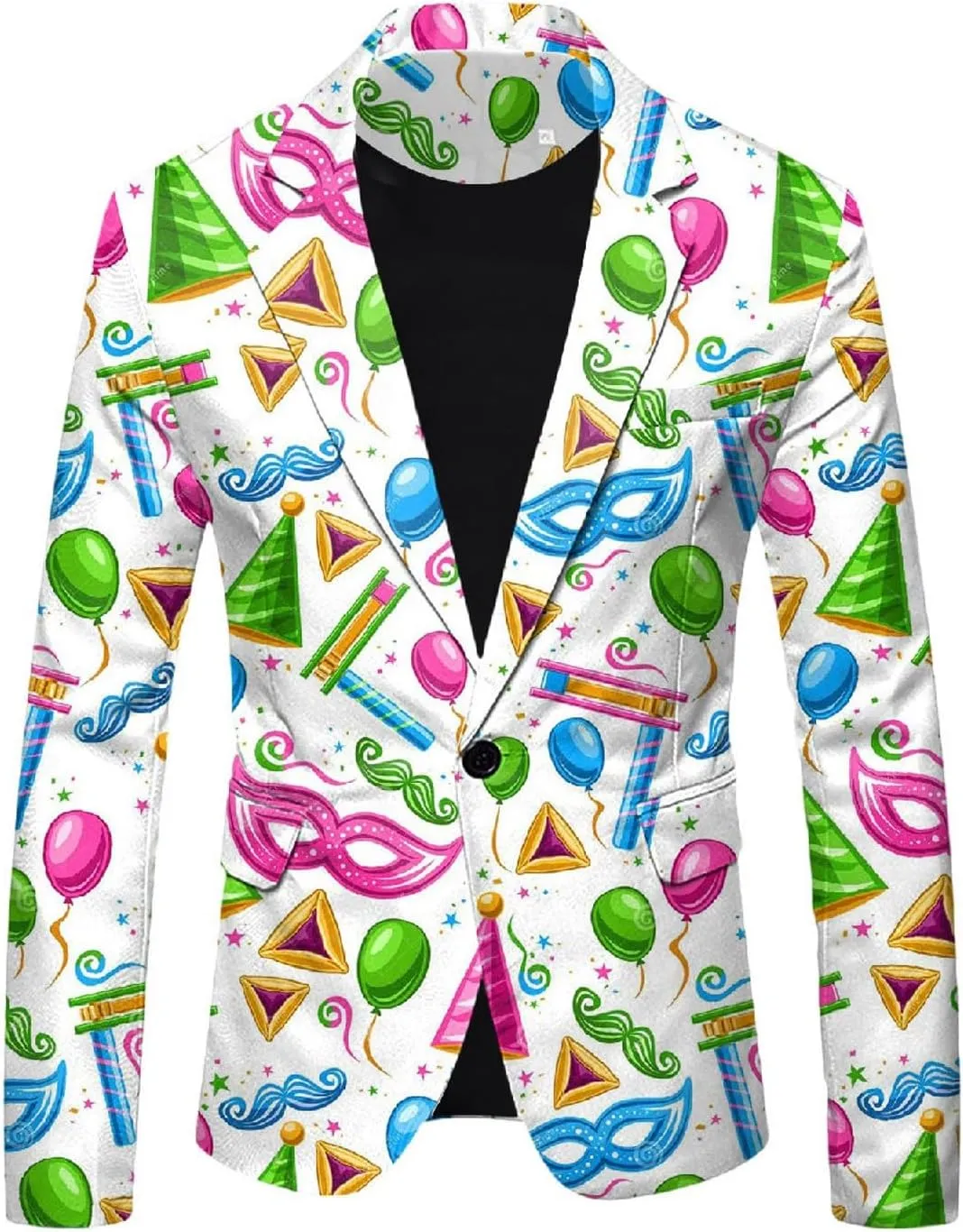 Mens 2 Piece Mardi Gras Casual Sweatsuits One Buttton Notched Lapel Party Floral Suit Jacket Dress Pants Suits Set