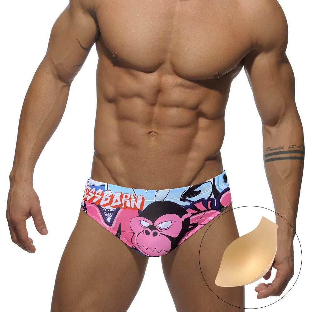 Men's 3D Pouch Trendy Cartoon Swim Briefs