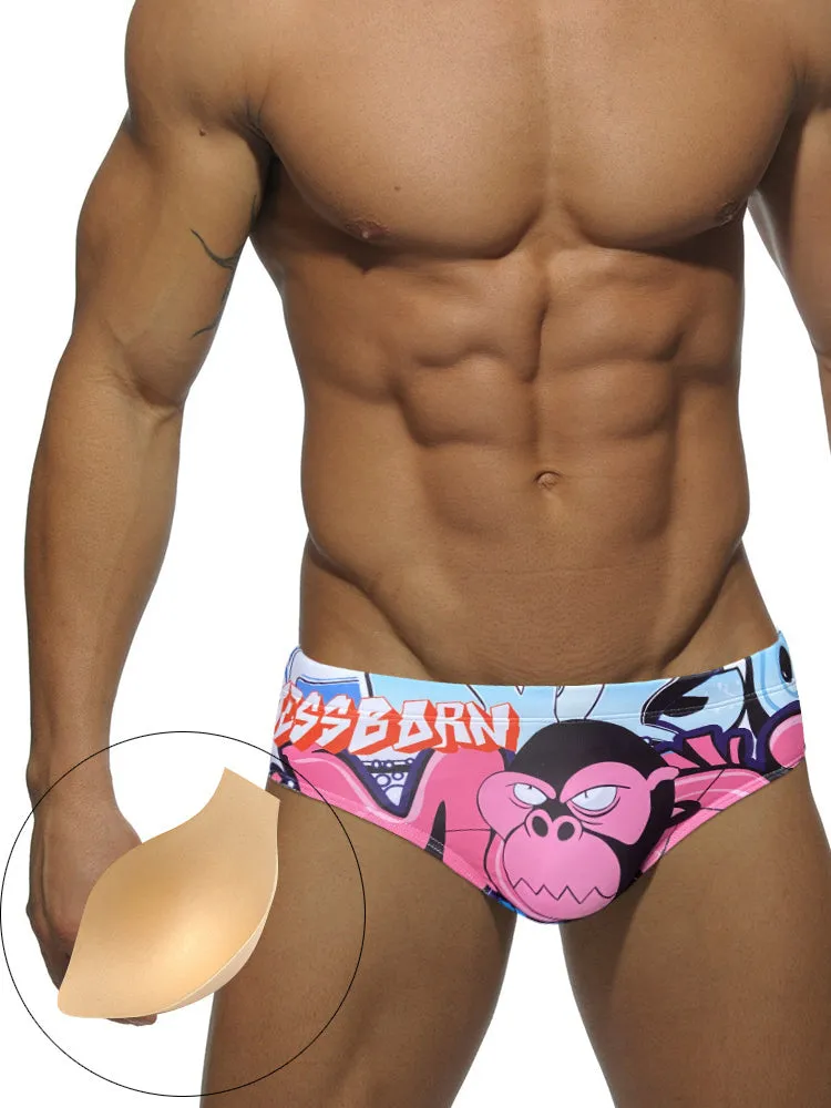 Men's 3D Pouch Trendy Cartoon Swim Briefs