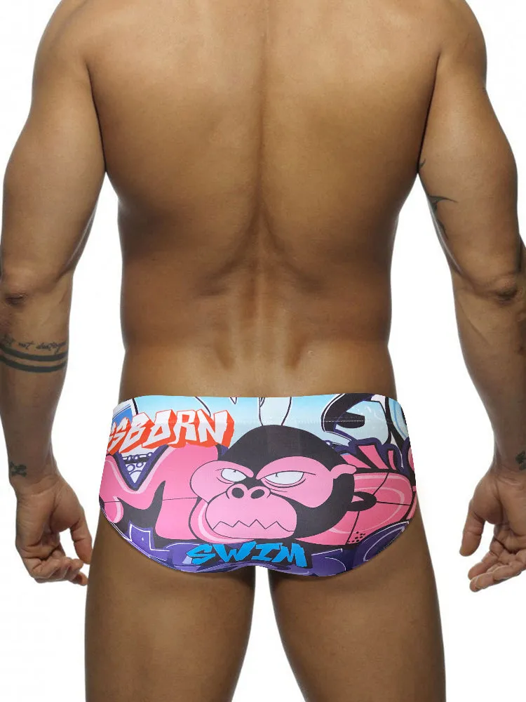 Men's 3D Pouch Trendy Cartoon Swim Briefs