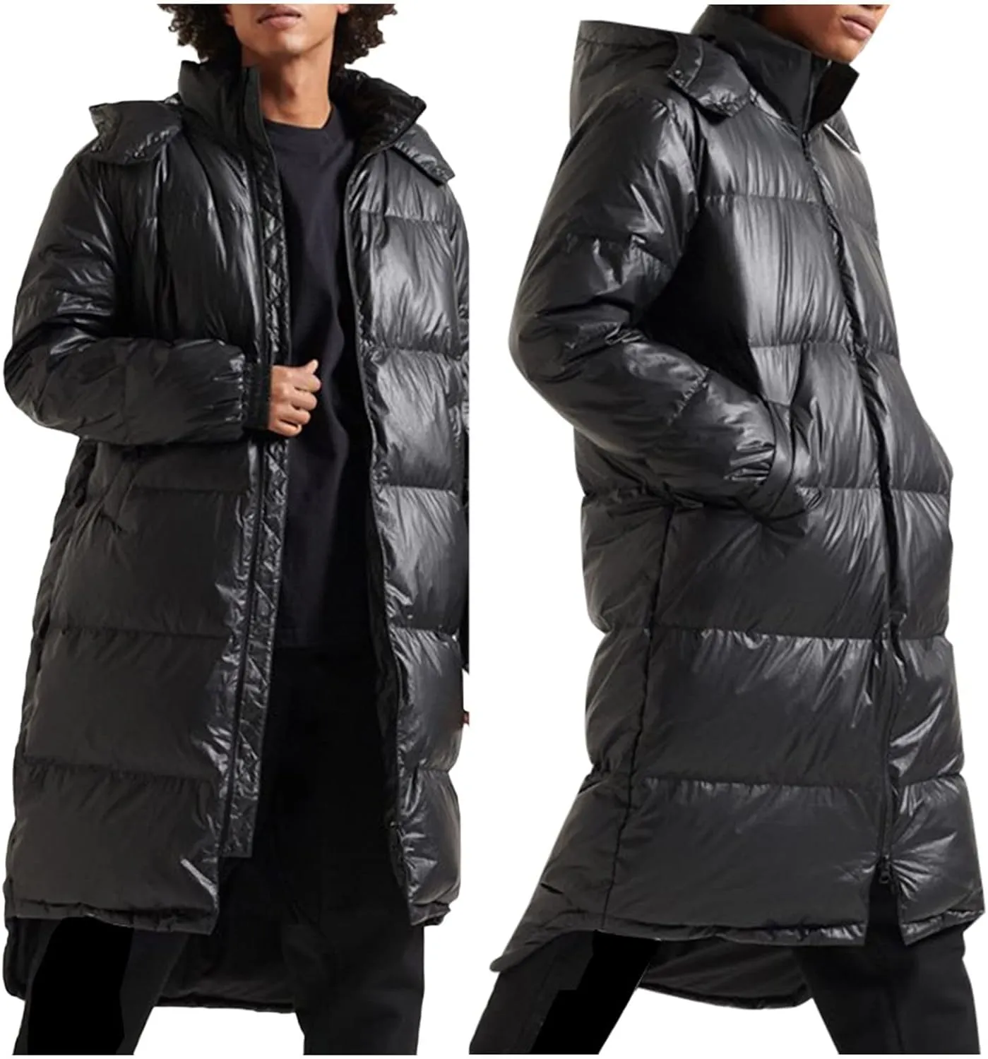 Men's Autumn And Winter Coats Jacket Large Size Solid Color Long Cotton Coat Padded Jacket Pocket Mountain Jacket Mens