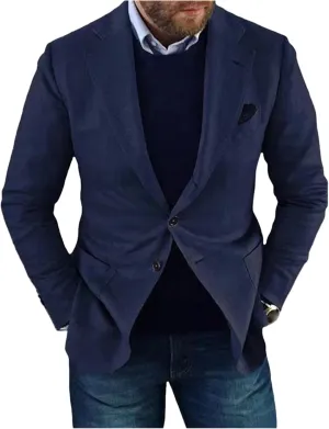 Men's Blazer Casual Slim Fit Two Button Suit Jacket Long Sleeve Lapel Blazer Jacket Business Wedding Sports Coat
