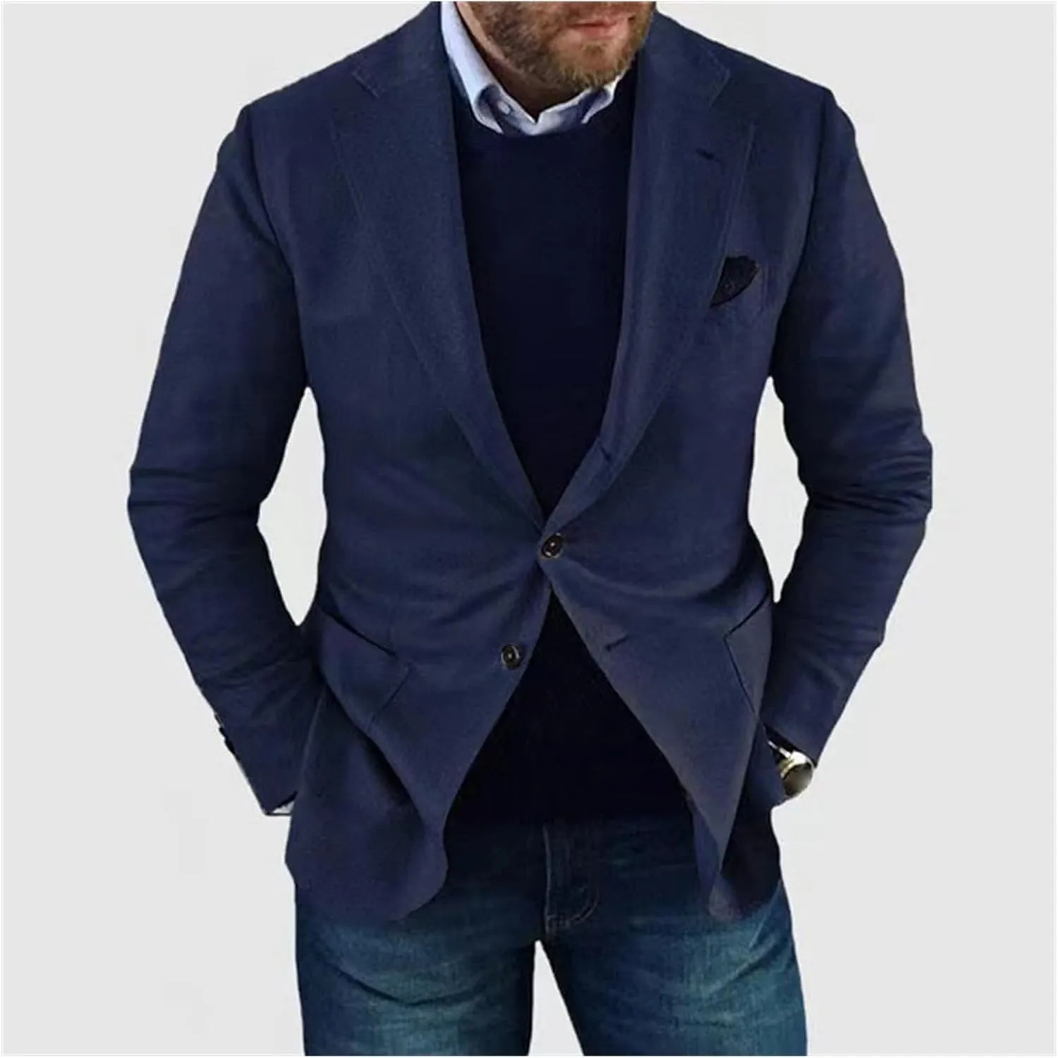 Men's Blazer Casual Slim Fit Two Button Suit Jacket Long Sleeve Lapel Blazer Jacket Business Wedding Sports Coat