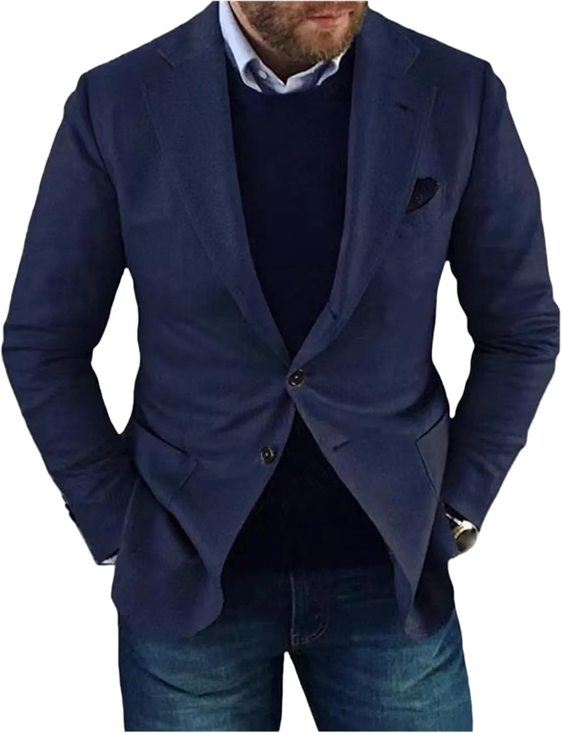 Men's Blazer Casual Slim Fit Two Button Suit Jacket Long Sleeve Lapel Blazer Jacket Business Wedding Sports Coat