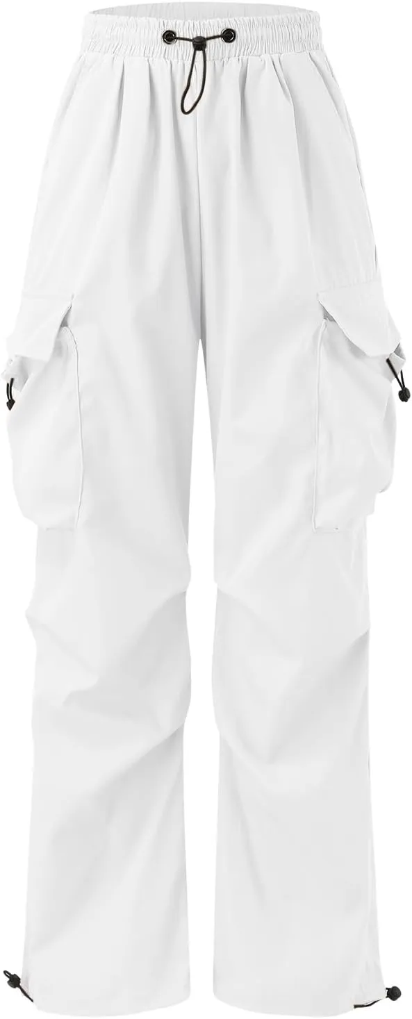 Mens Cargo Casual Pants Drawstring Loose Fit Athletic Jogger Sports Elastic Waist Outdoor Trousers Parachute Pant