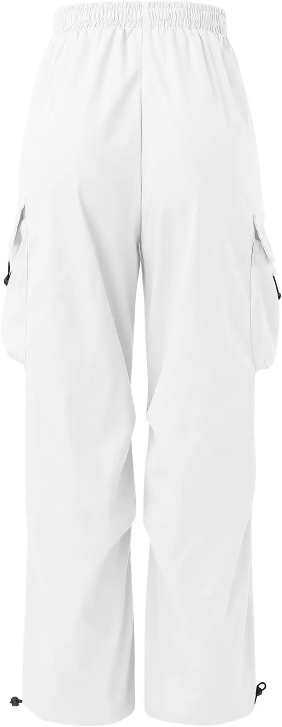 Mens Cargo Casual Pants Drawstring Loose Fit Athletic Jogger Sports Elastic Waist Outdoor Trousers Parachute Pant