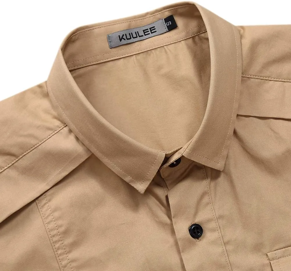 Men's Cargo Long Sleeve Shirt Military Casual Slim Fit Long Sleeve Shirts Tops