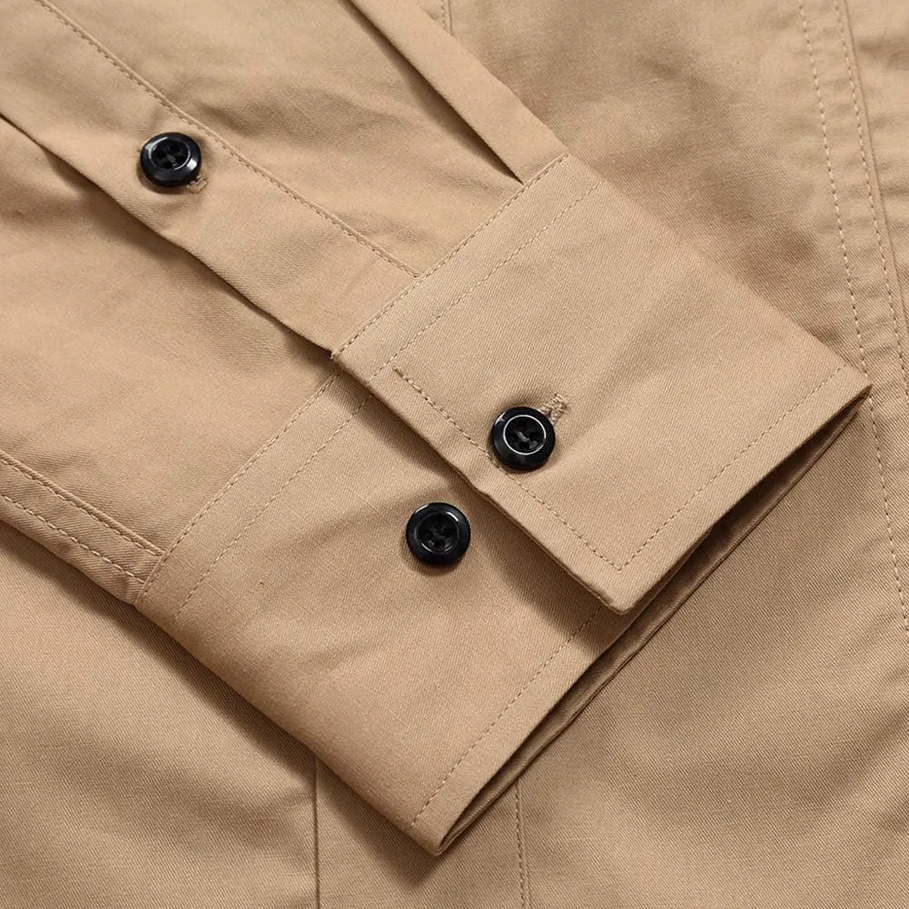 Men's Cargo Long Sleeve Shirt Military Casual Slim Fit Long Sleeve Shirts Tops