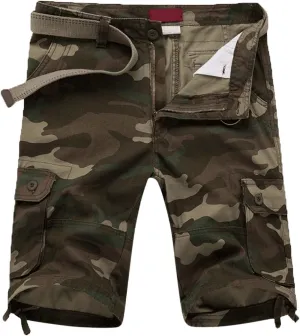 Mens Cargo Shorts Camouflage Relaxed Fit Multi Pocket Outdoor Casual Shorts Trendy Summer Twill Cotton Workout Shorts
