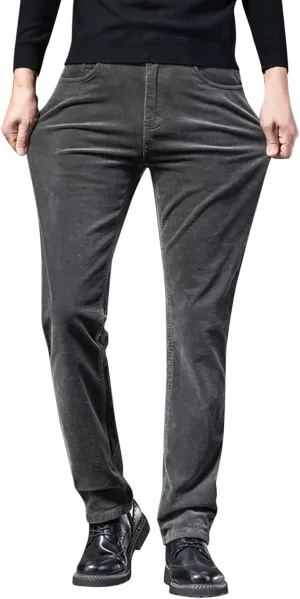 Men's Casual Corduroy Pants Stretch Waist Straight Leg Baggy Sweatpants Slim Fit Versatile Lightweight Plus Size Trousers