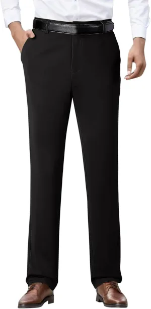 Mens Casual Pants Relaxed Fit Stretch Waist Solid Lounge Dress Pants Straight Leg Plus Size Lightweight Business Work Pants