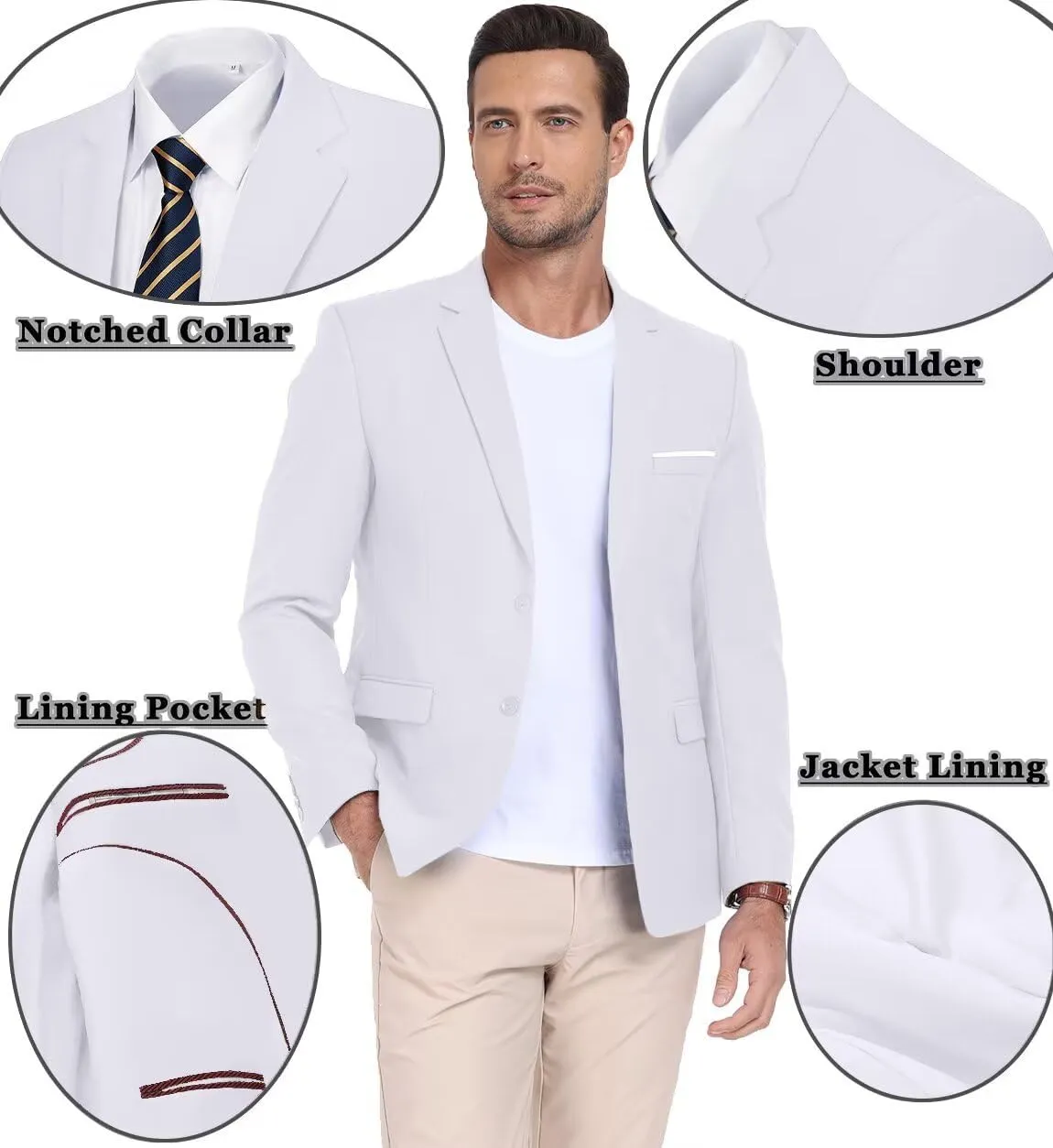 Men's Casual Suit Blazer Tux Separates Jacket Slim Fit 2 Button Lightweight Men Suits Sport Coats for Wedding Prom Party