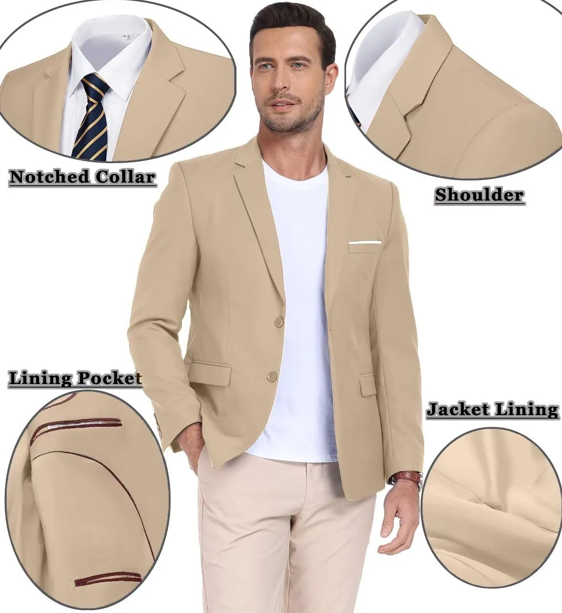 Men's Casual Suit Blazer Tux Separates Jacket Slim Fit 2 Button Lightweight Men Suits Sport Coats for Wedding Prom Party