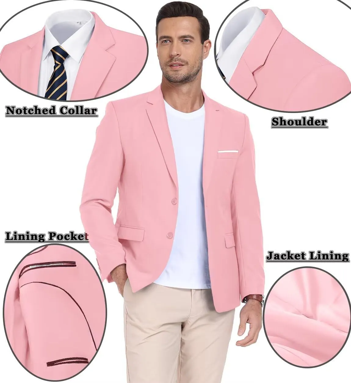 Men's Casual Suit Blazer Tux Separates Jacket Slim Fit 2 Button Lightweight Men Suits Sport Coats for Wedding Prom Party