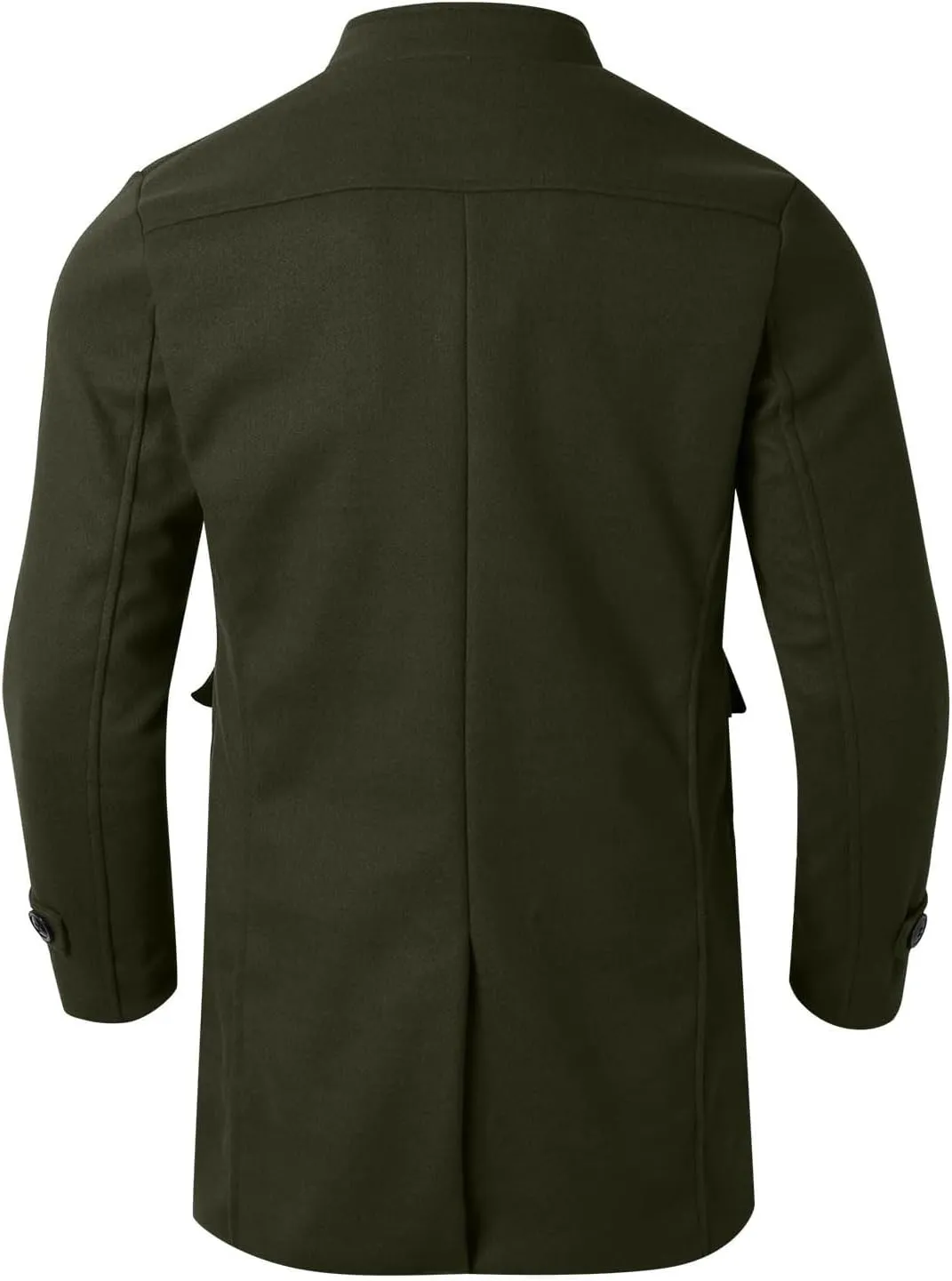 Men's Casual Trench Coat Slim Fit Notched Collar Long Jacket Overcoat Single Breasted Winter Pea Coat Wih Pockets