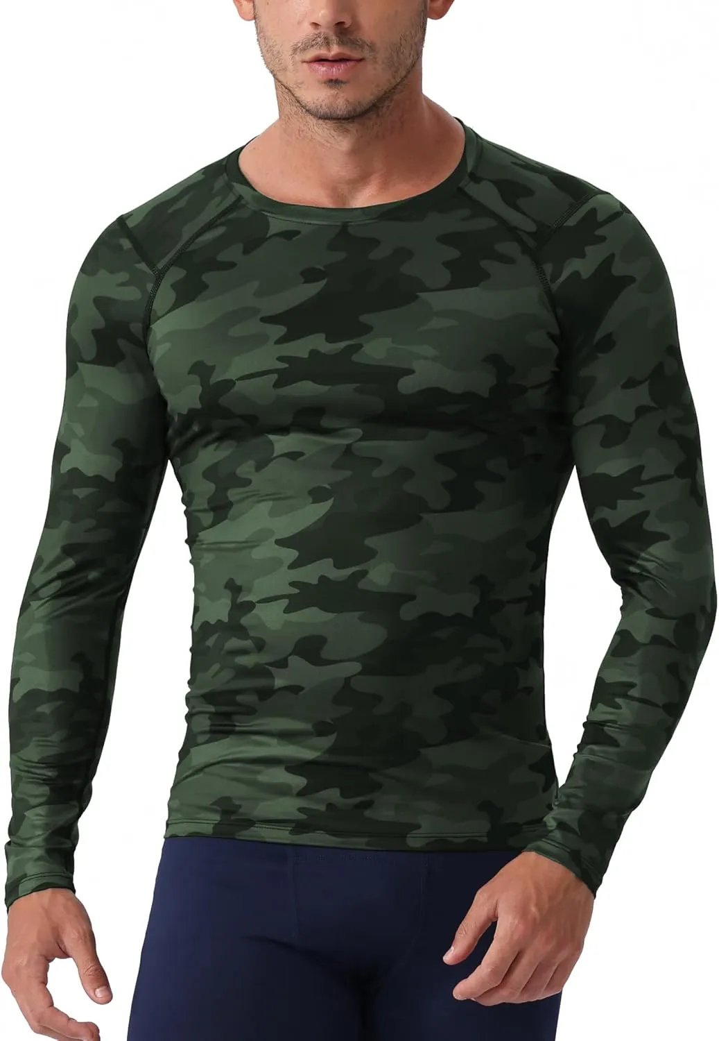 Men's Compression Long Sleeve Shirts, Cool Dry Sport Workout Underwear Shirt Athletic Baselayer Running Tops 1/2 Pack
