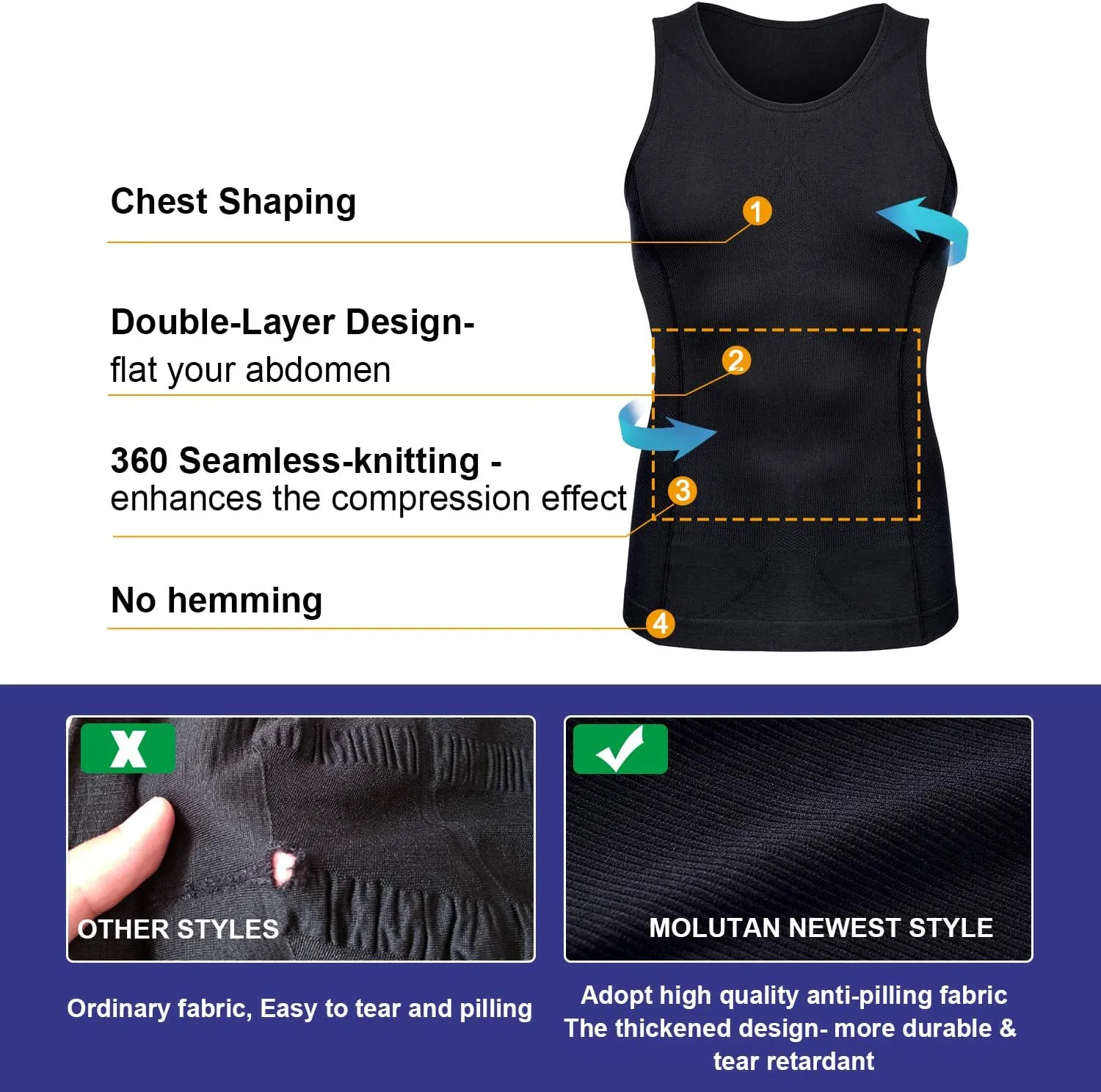 Mens Compression Shirt Slimming Body Shaper Vest Sleeveless Waist Trainer Workout Tank Top Tummy Control Shapewear